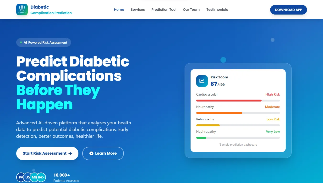 Diabetic Complication Predictor website preview