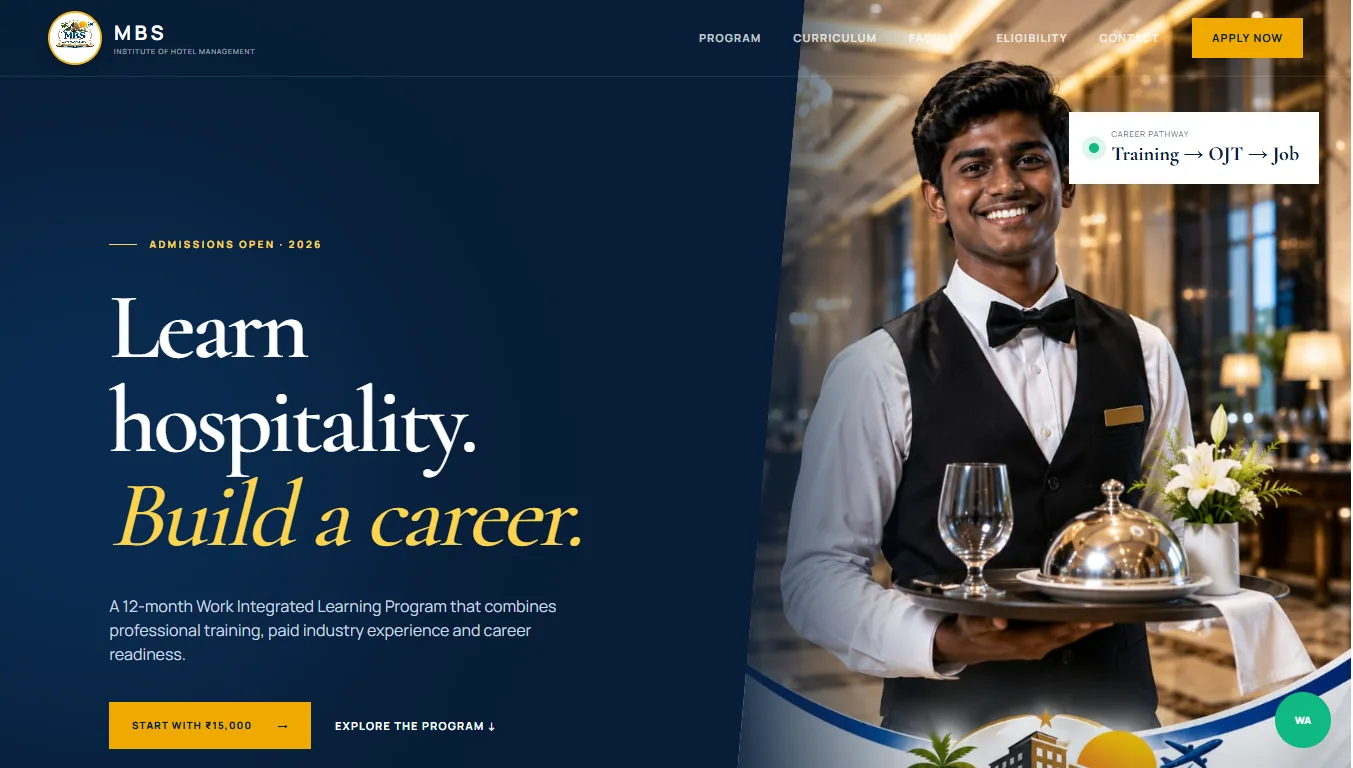 MBS Hotel Management website preview